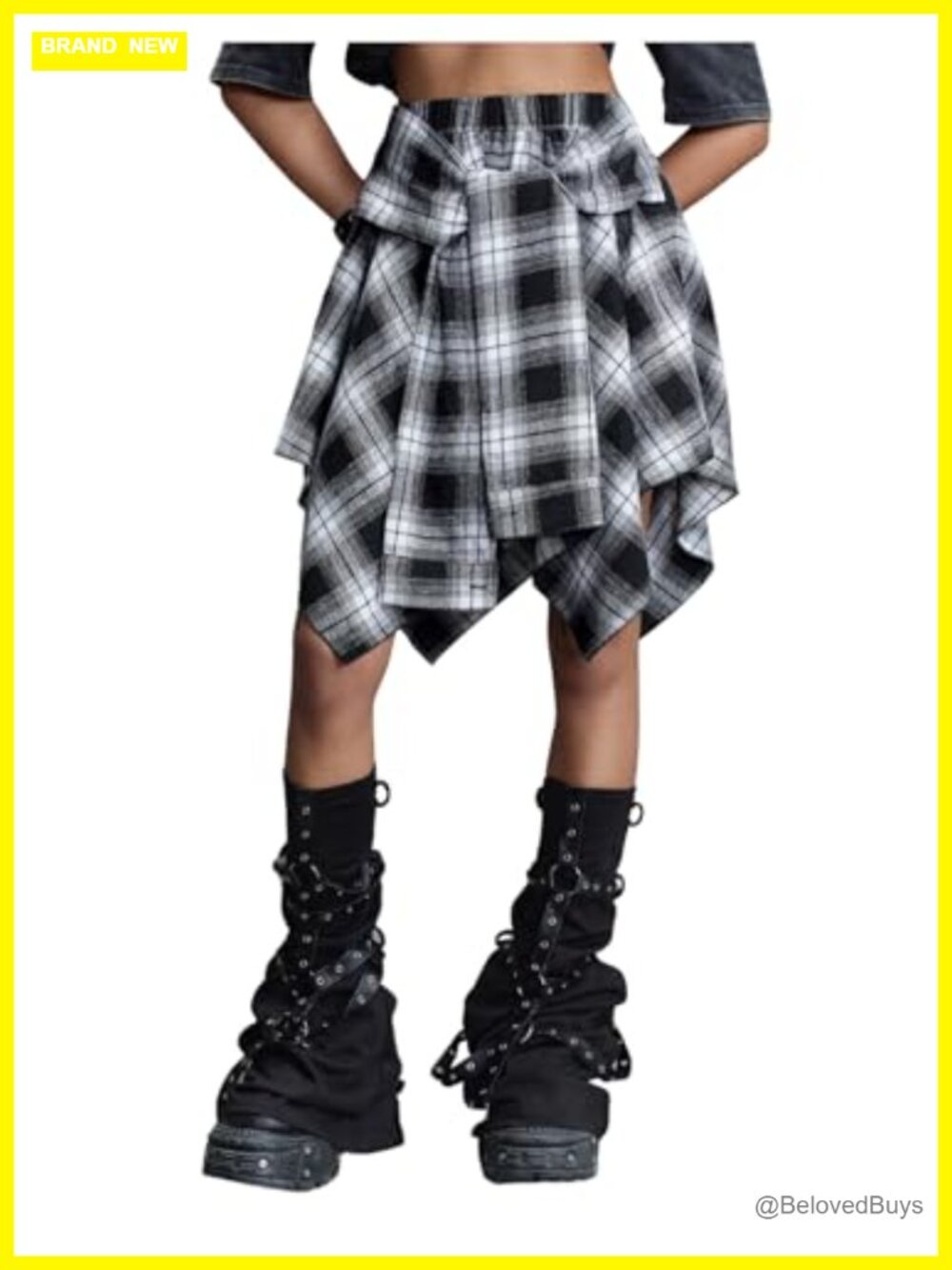 Verdusa Plaid Asymmetrical Mini Skirt Bow Tie High Waisted Y2K